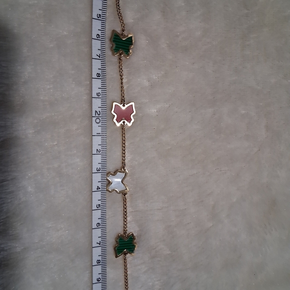 Elegant  Charm Necklace in Red, Green, and White Mariposas - Picture 5 of 7
